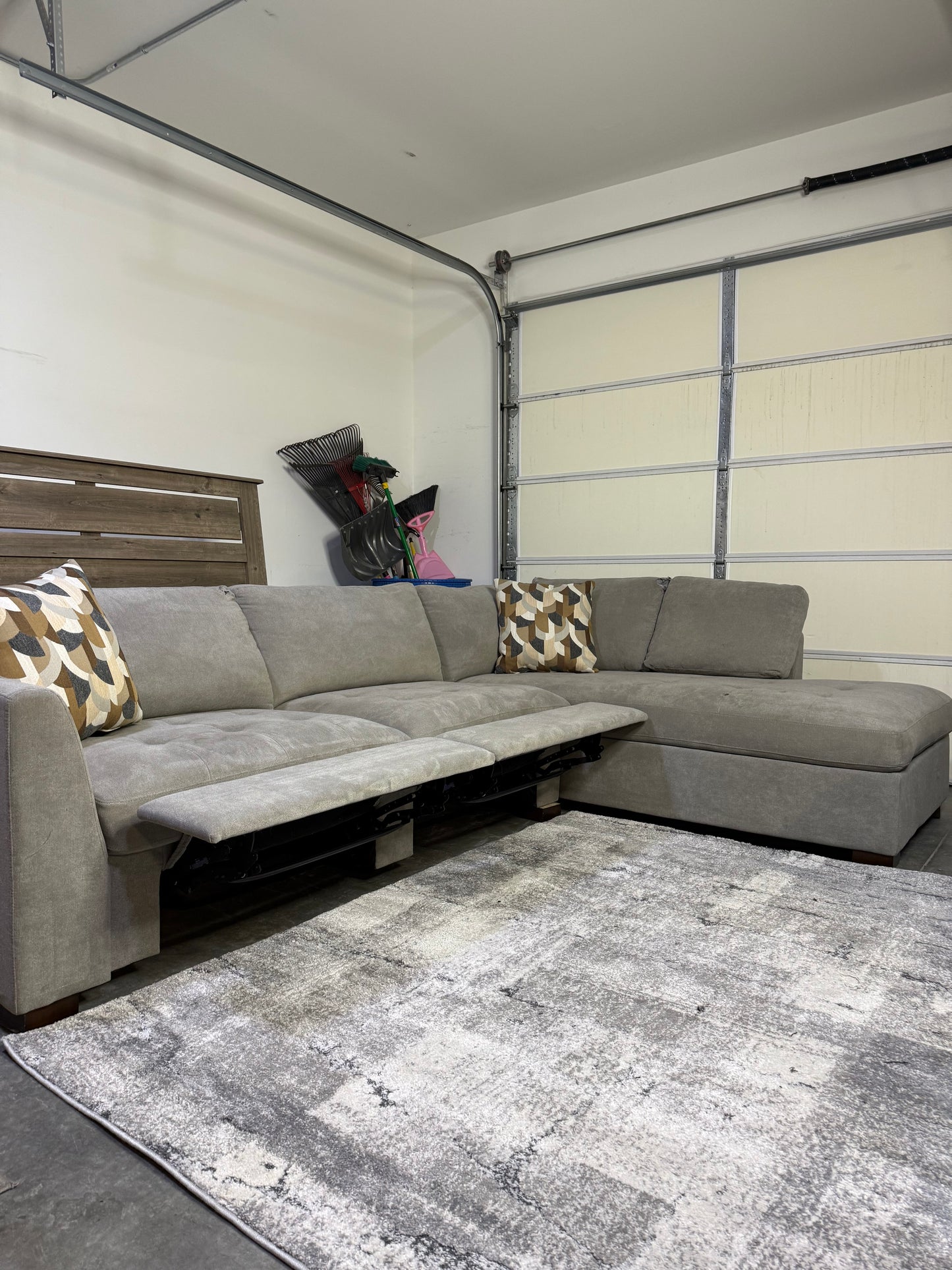 SOLD Thomasville Miles Fabric Sectional with Power Footrest
