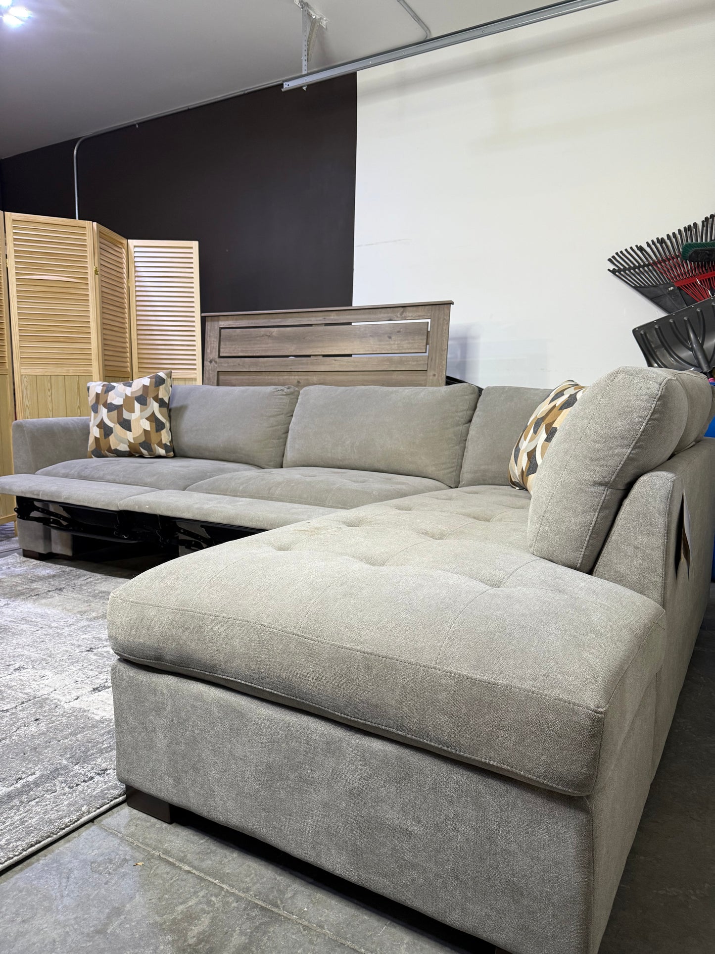 SOLD Thomasville Miles Fabric Sectional with Power Footrest